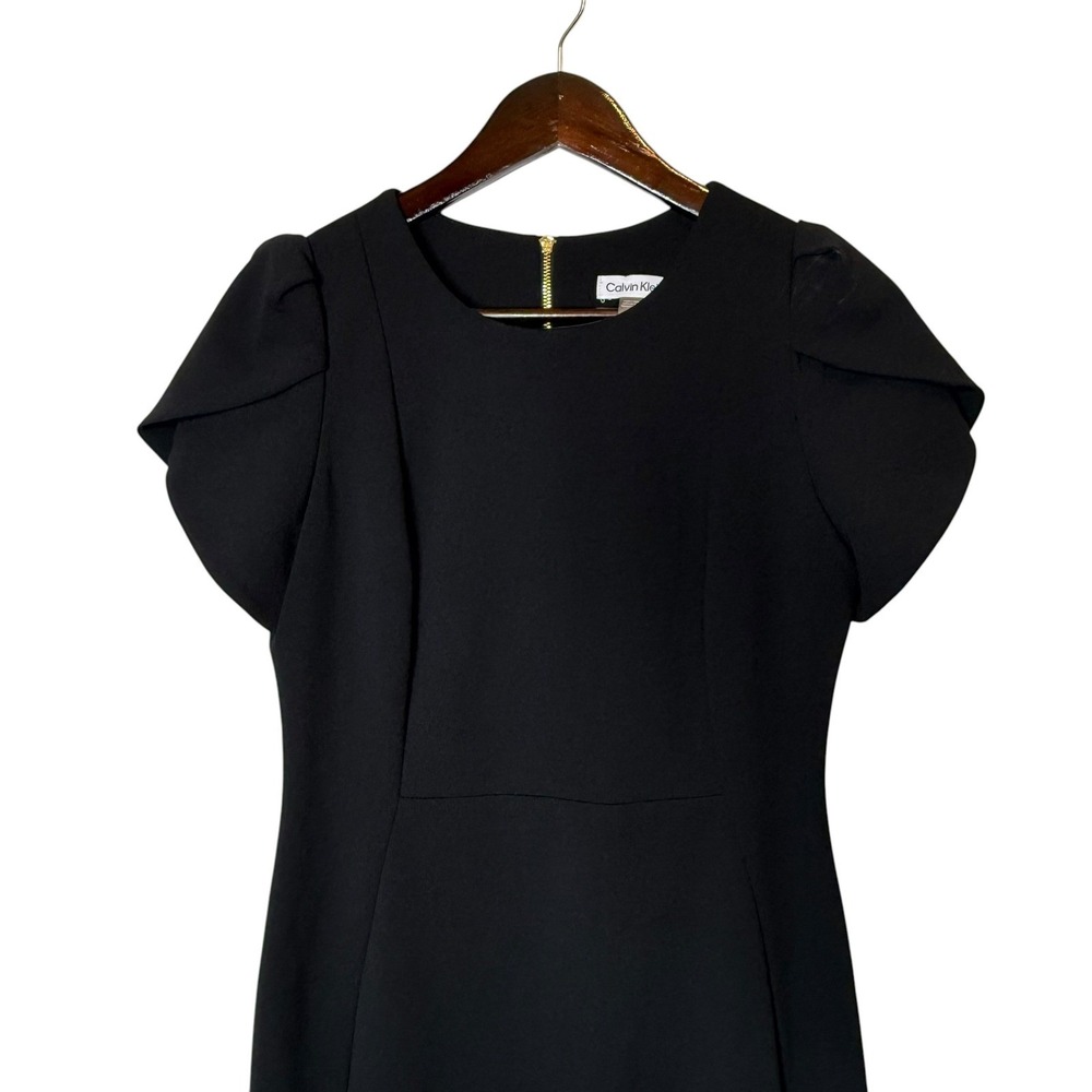 Calvin Klein Tulip Sleeve Sheath Dress Black size 10 - Picture 3 of 6